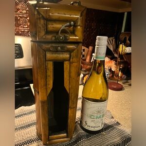 Vintage Bamboo Wood Wine Bottle Box